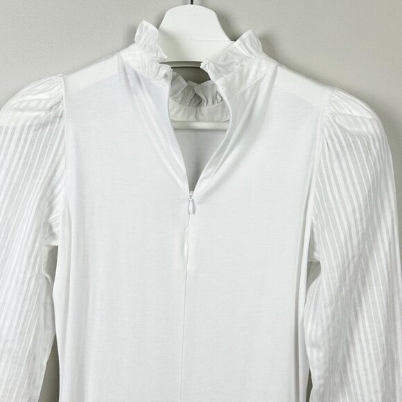 ME+EM Delicate Frill Layering Top White With Semi Sheer Sleeves - Picture 7 of 9
